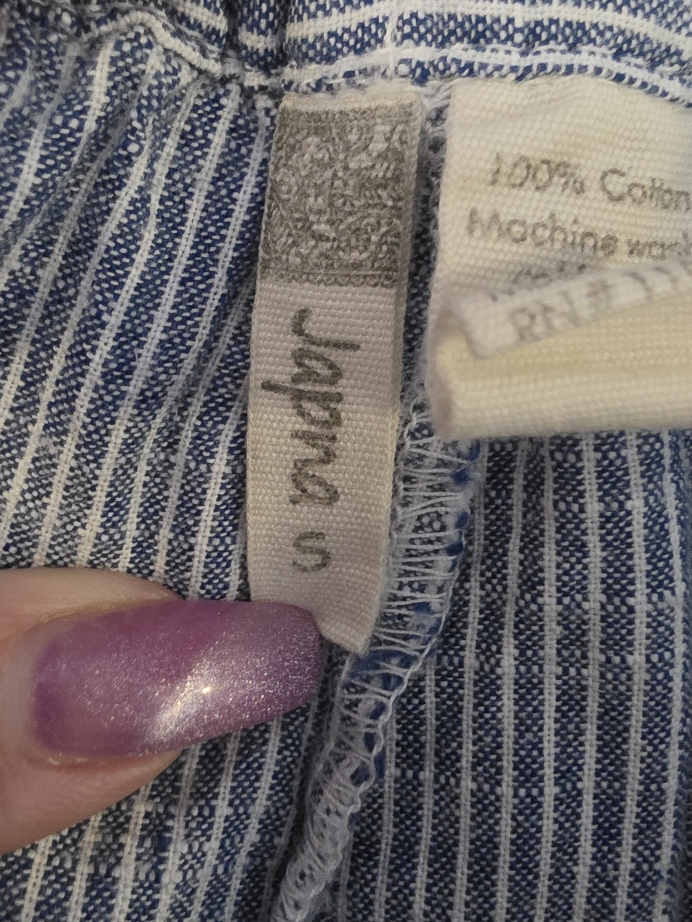 Wide-Leg Button-Front Jumpsuit - Light Blue Pinstripe - Picture 2 of 7
